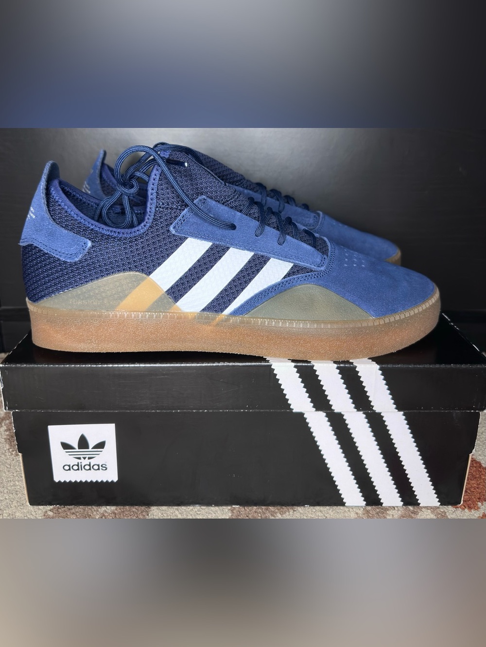 Adidas 3ST.001 Navy White Gum B41776 Skate Shoes Men's Size 11.5 Brand New!!